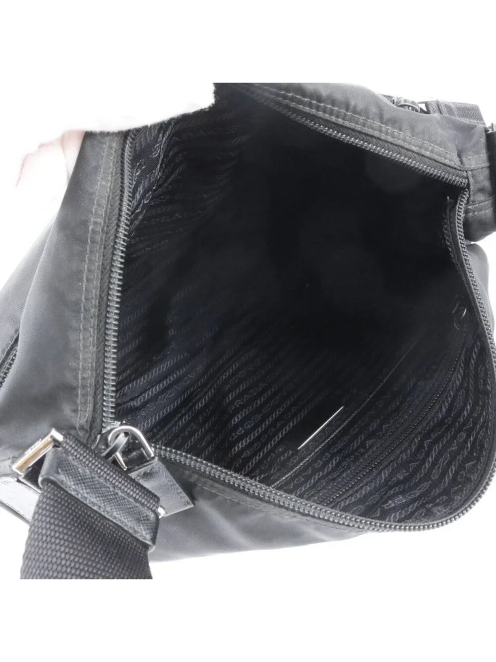 Prada Tessuto Nylon Triangle Logo Leather Shoulder Bag Crossbody Messenger